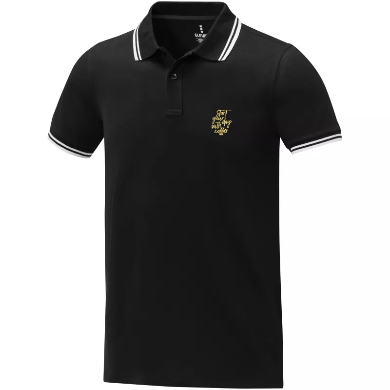 Męska koszulka polo Amarago z kontrastowymi paskami i krótkim rękawem - Czarny (38108-BLACK)