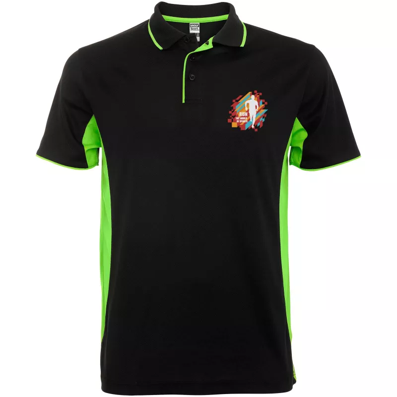 Montmelo koszulka polo unisex z krótkim rękawem - Czarny-Limonka (R0421-BLACK-LIME)