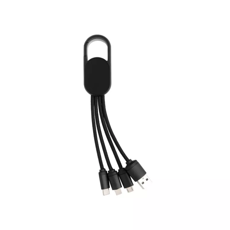 Kabel do ładowania 4 w 1 z karabińczykiem - czarny (P302.071)