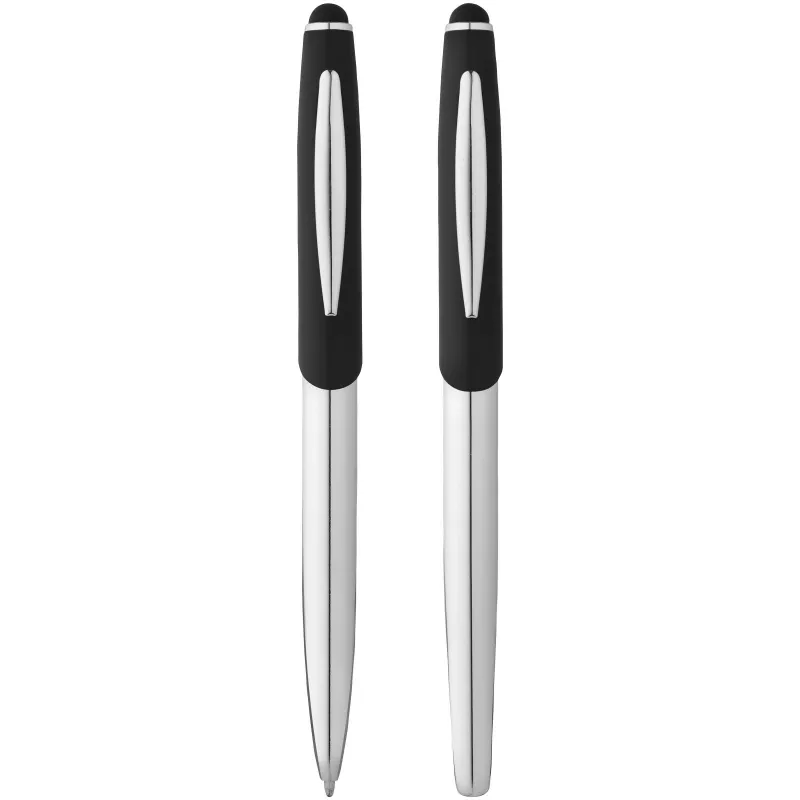 Długopis ze stylusem i pióro kulkowe Geneva - Czarny-Srebrny (10667000)
