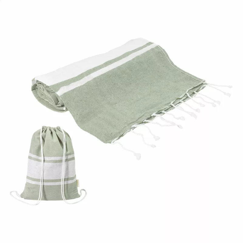Tortuga ręcznik plażowy z recyklingowanej bawełny i torba ze ściągaczem - zielony (AP800605-07)