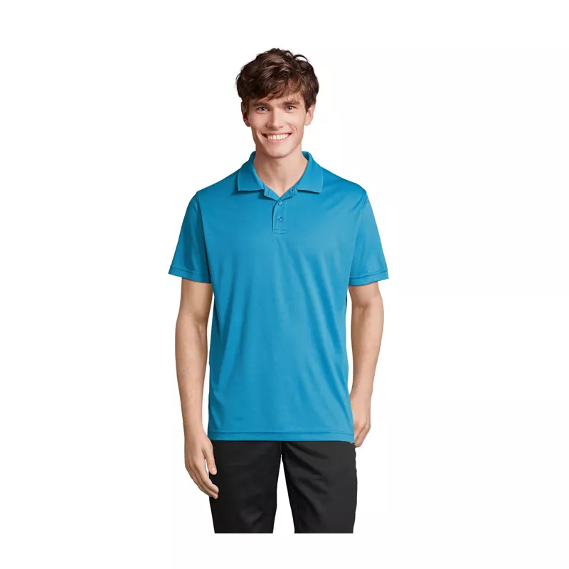 Polo sportowe unisex z recyklingu Sol's PITCHER - Aqua (S04442-AQ)
