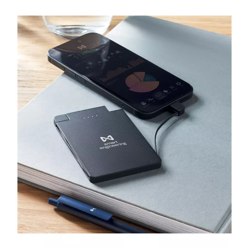 Powerbank magnetyczny 2500 mAh z kablami SLIMPO - Czarny (MO2510-03)