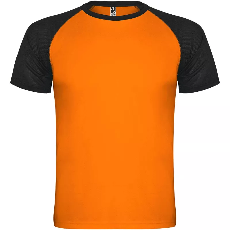 Indianapolis sportowa koszulka dziecięca z krótkim rękawem - Czarny-Fluor Orange (K6650-BLACK-FLORANGE)