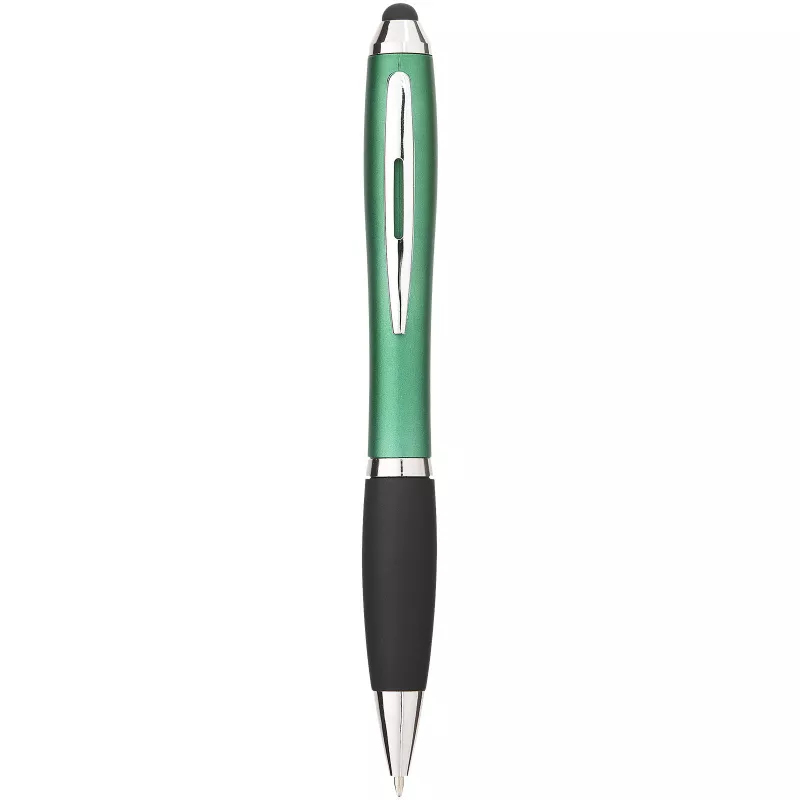 Długopis z kolorowym stylusem i czarnym uchwytem Nash - Czarny-Zielony (10690304)