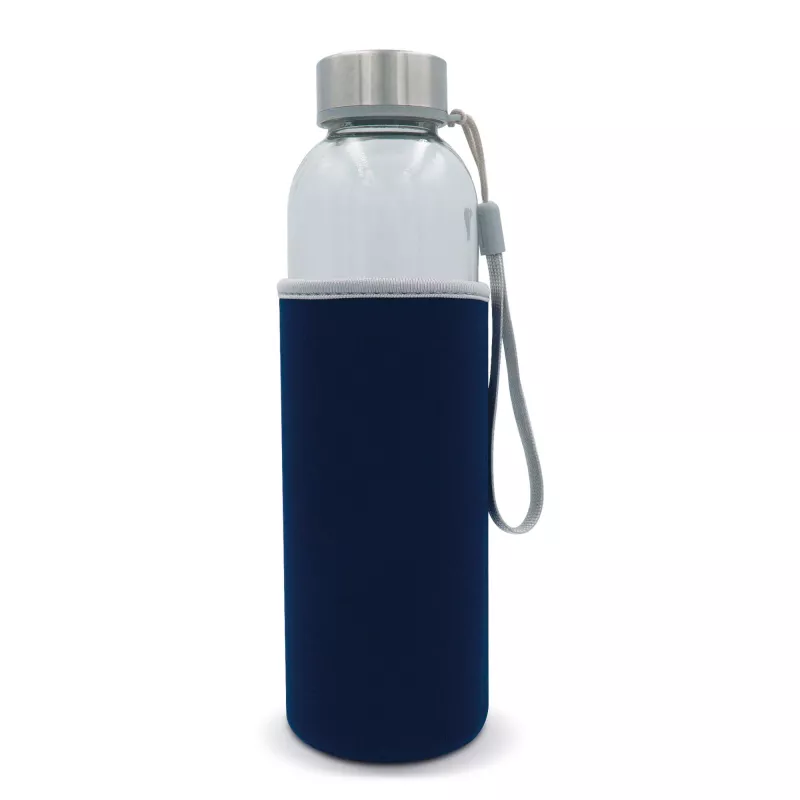 Szklana butelka w pokrowcu 500 ml - ciemnoniebieski transparentny (LT98822-N0410)
