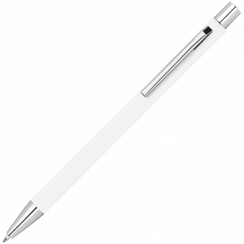 Długopis metalowy z powierzchnią soft touch - biały (1368006)