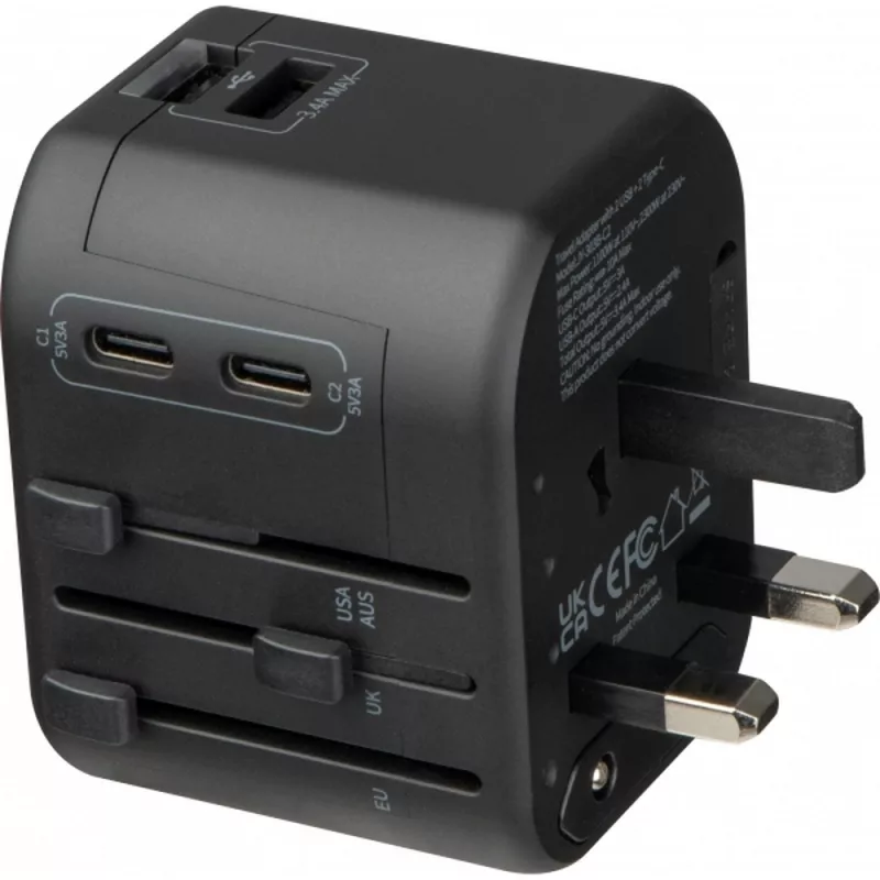 Adapter podróżny MARACENA - czarny (432903)