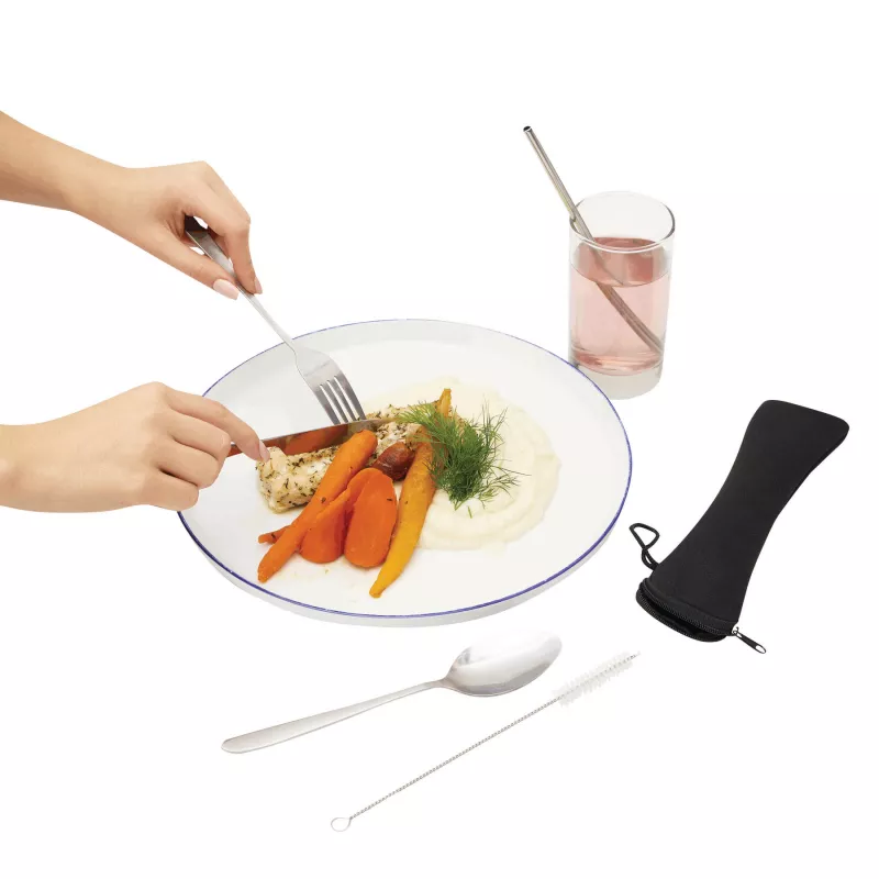 Zestaw sztućców ze stali nierdzewnej, 5 elementów - czarny (56-0301168)