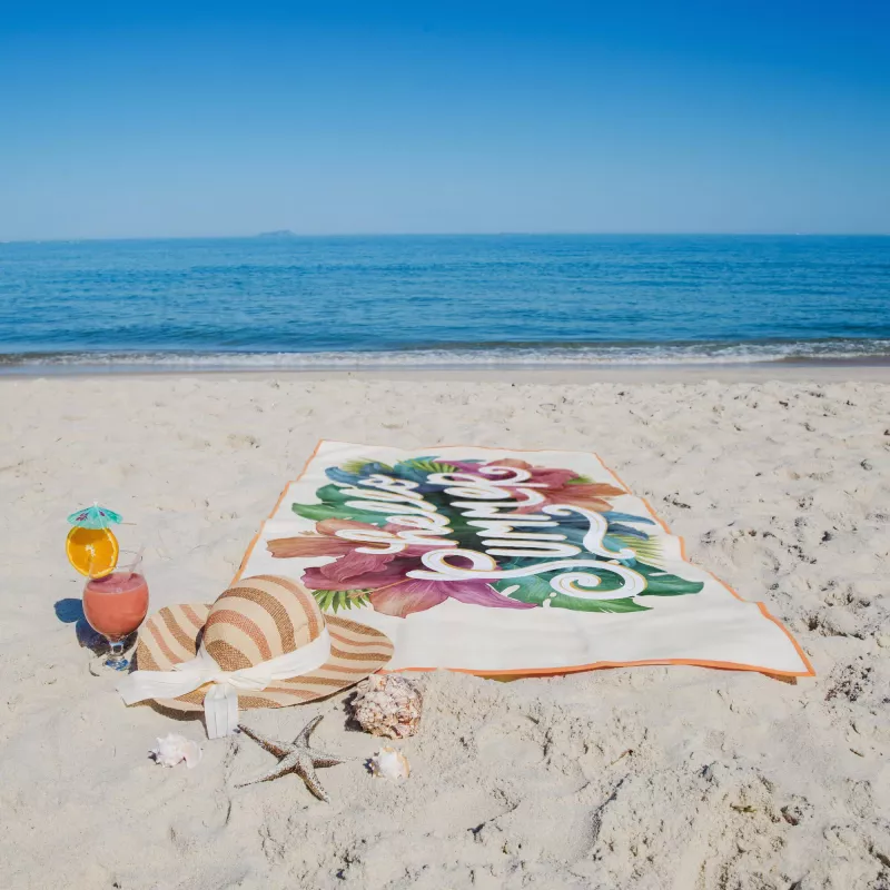 Szybkoschnący ręcznik plażowy R-PET 100×180 cm, sublimacja - pomarańczowy (LT97215-N0026)