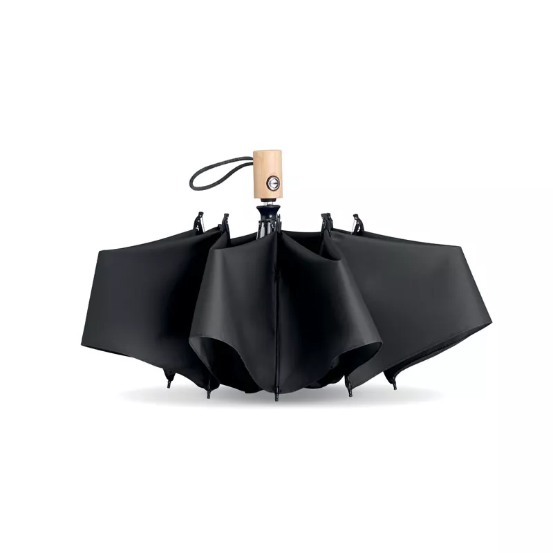 Parasol składany automatyczny 23" z RPET LEEDS - Czarny (MO6265-03)