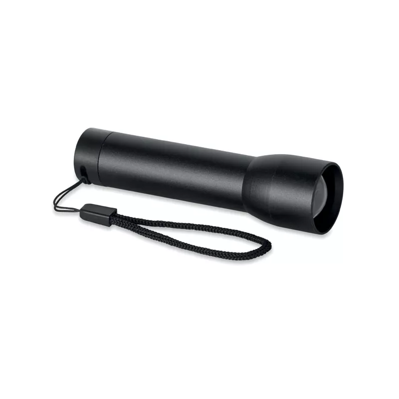 Latarka z aluminium z recyklingu z zoomem LUMEZO - Czarny (MO2991-03)