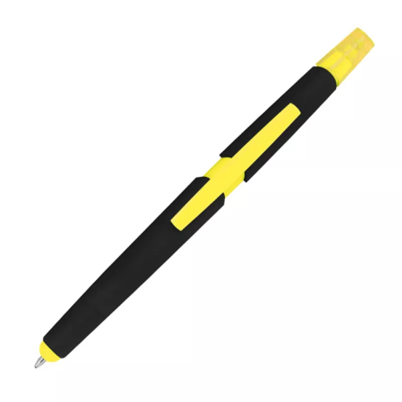 Długopis plastikowy do ekranów dotykowych z zakreślaczem - żółty (1096508)