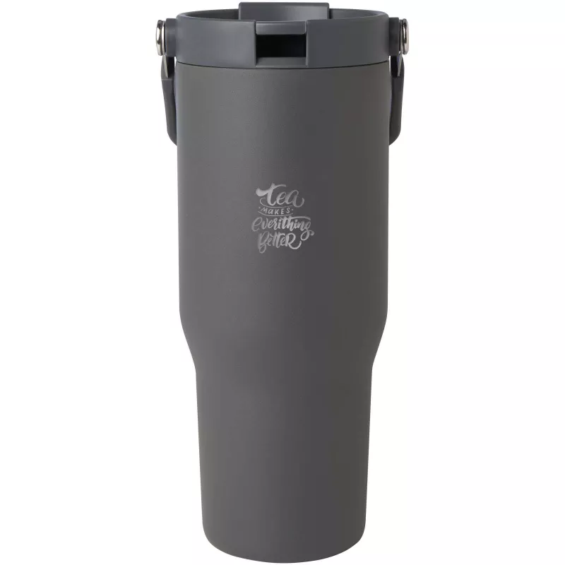 Kubek Bronx o pojemności 900 ml, z izolacją próżniową, wykonany ze recyklingowanej stali nierdzewnej z certyfikatem RCS i z miedzi, z wielofukncyjną zakrętką - Szary (10086482)