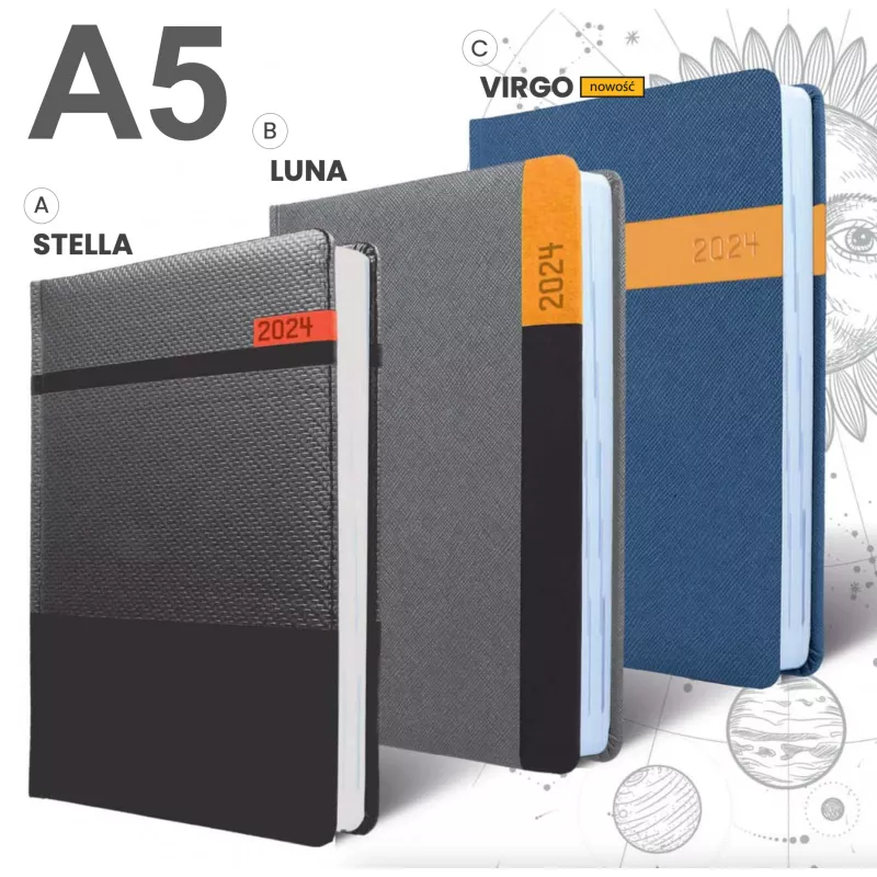 Kalendarz książkowy A5 STELLA/LUNA/VIRGO - różne kolory (KK-CCL-445.DB)