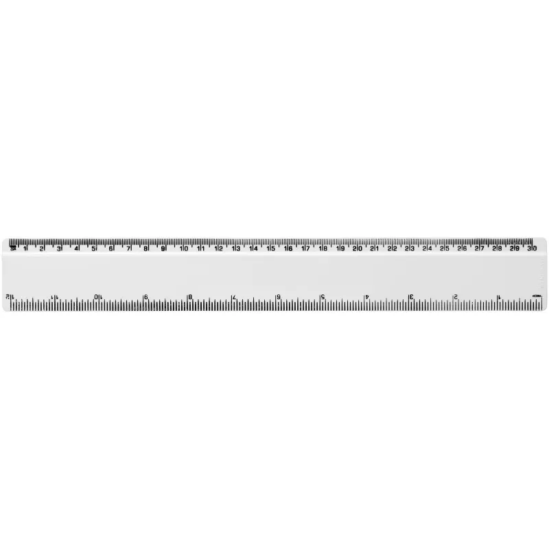 Refari linijka z tworzywa sztucznego pochodzącego z recyklingu o długości 30 cm - Biały (21046801)