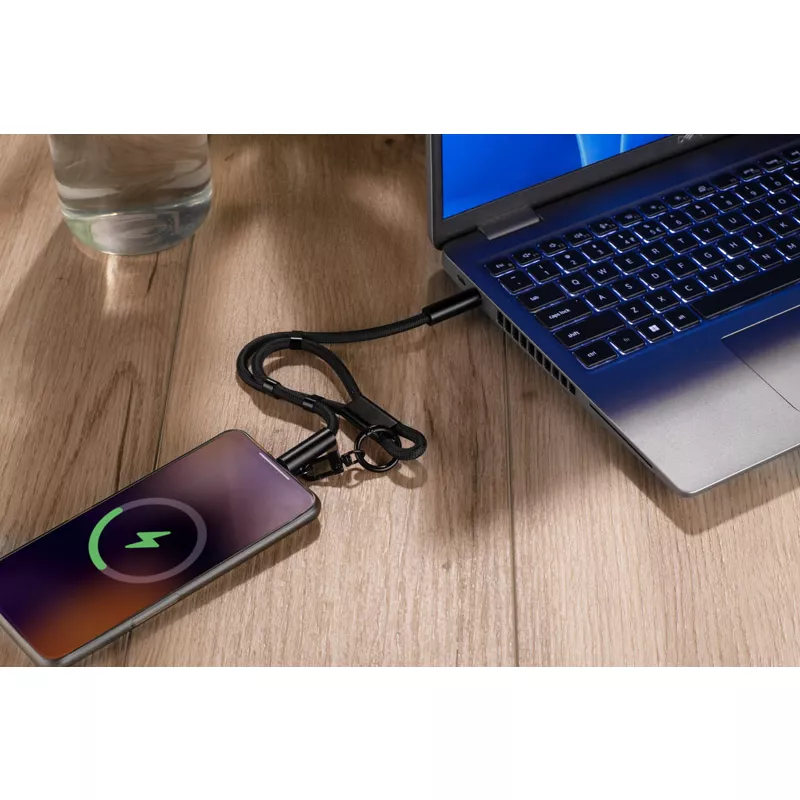 Smycz do telefonu z funkcją ładowania CHARD MINI 60W - czarny (09188-02)