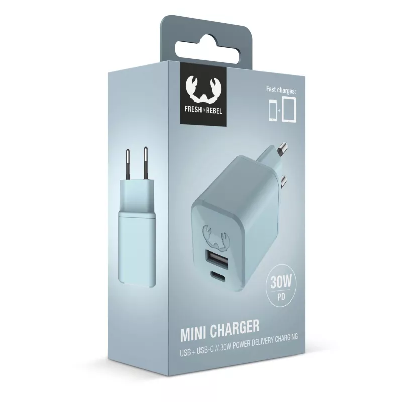 2WC30 I Fresh 'n Rebel Mini Charger USB-C + A PD // 30W - pastelowoniebieski (LT49407-N0016)