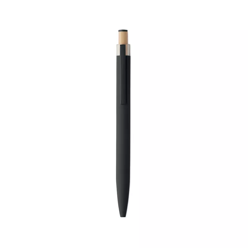 Długopis z bambusowym przyciskiem BERGAMO ++ - Czarny (MO2653-03)