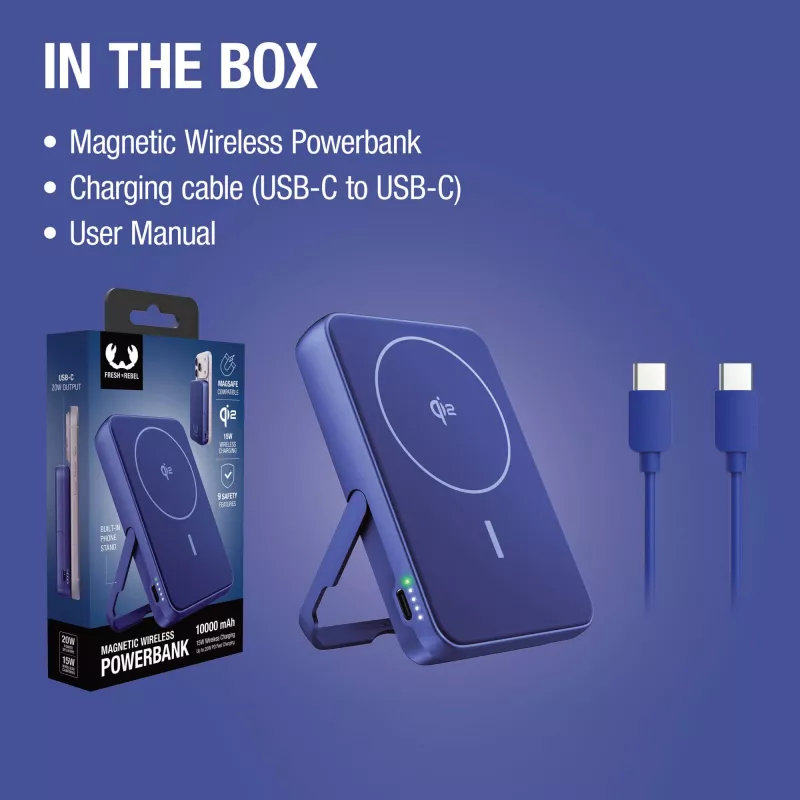 Fresh 'n Rebel Powerbank bezprzewodowy 10000 mAh kompatybilny z MagSafe - niebieski (LT49745-N0011)