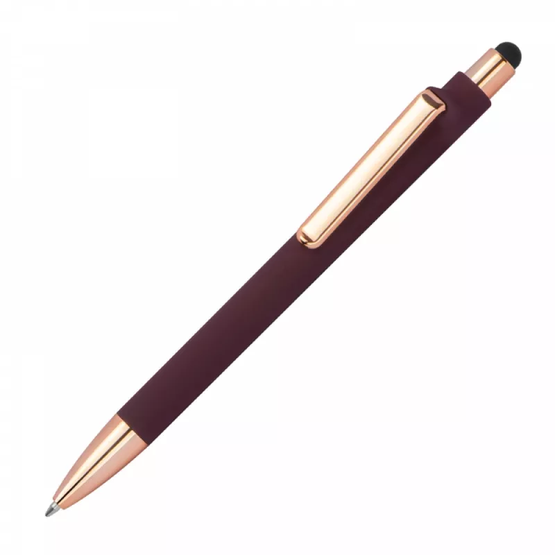 Długopis gumowany z touch penem - bordowy (1387302)