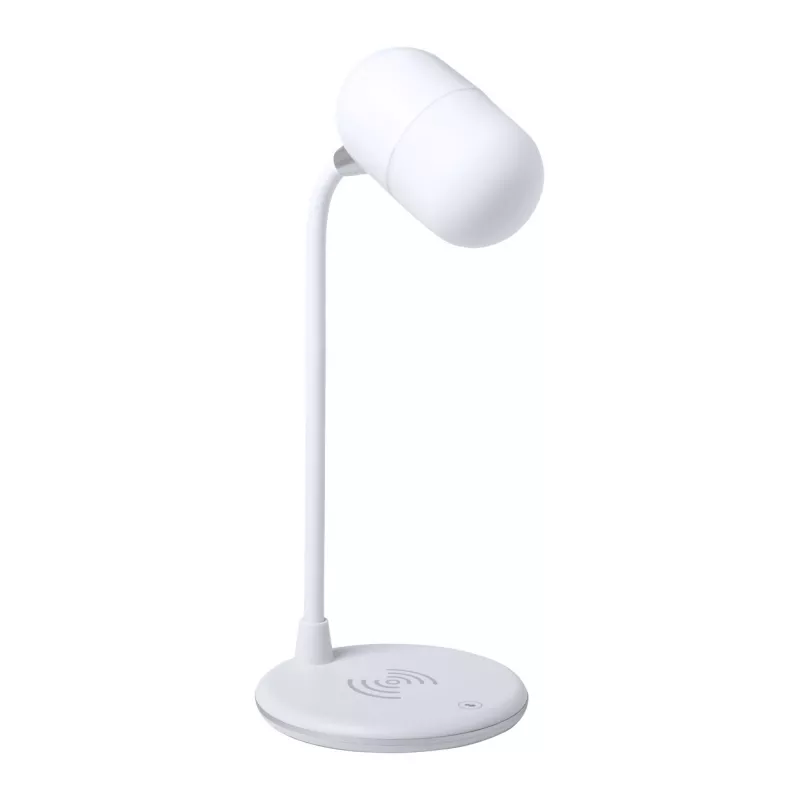Lampka na biurko z wbudowaną ładowarką indukcyjną i głośnikiem LEREX - biały (AP721373-01)