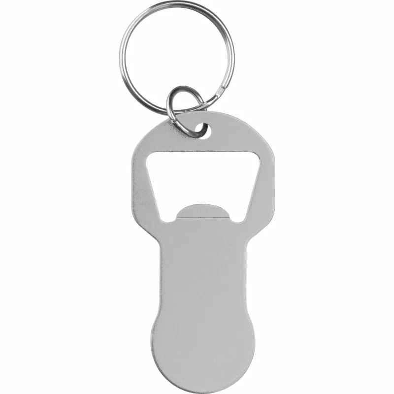 Brelok z otwieraczem do butelek i żetonem do wózka z aluminium z recyklingu OLIWIER - mid blue (9544507)