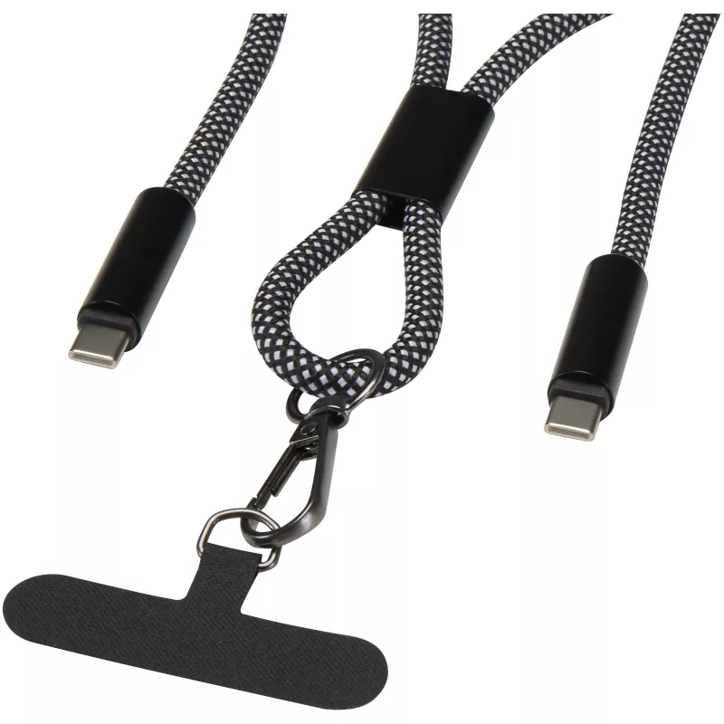 SMART 65 W - kabel ładujący wykonany z tworzywa sztucznego RPET, ze smyczą - Czarny (12453090)