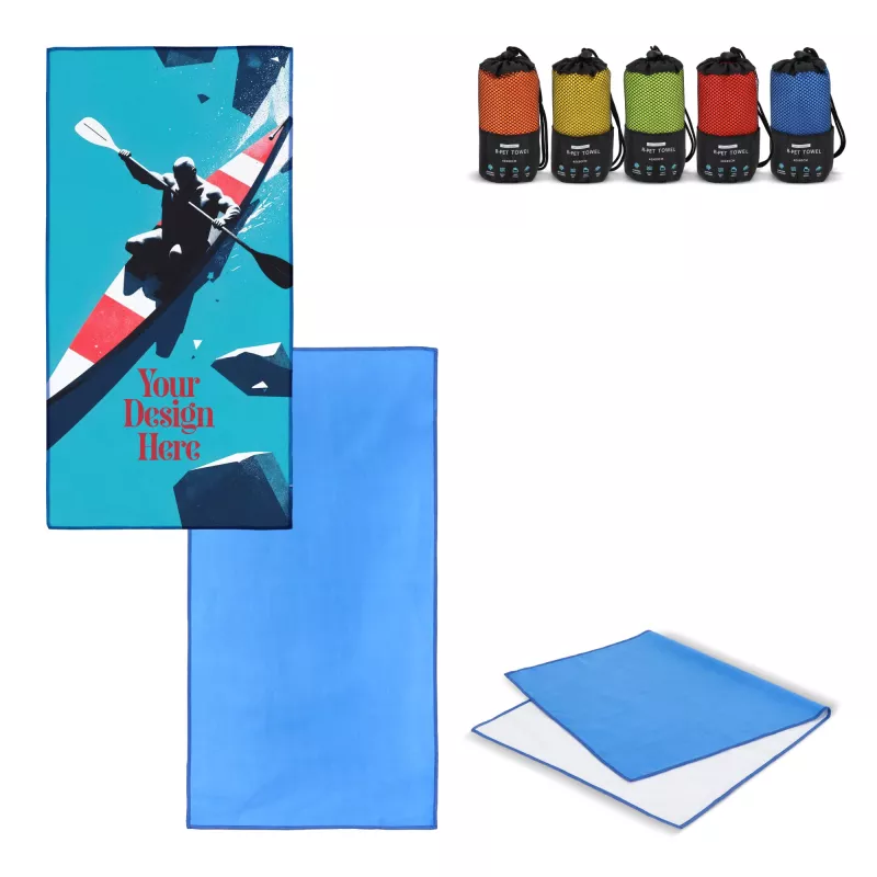 R-PET Szybkoschnący ręcznik 40×80 cm z woreczkiem, sublimacja. - niebieski (LT97214-N0011)