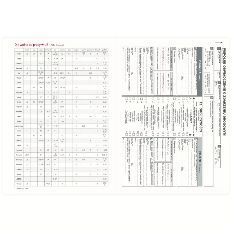 Kalendarz książkowy A5, dzienny, z registrami VIVO - różne kolory (KK-BCV-405.RD.)