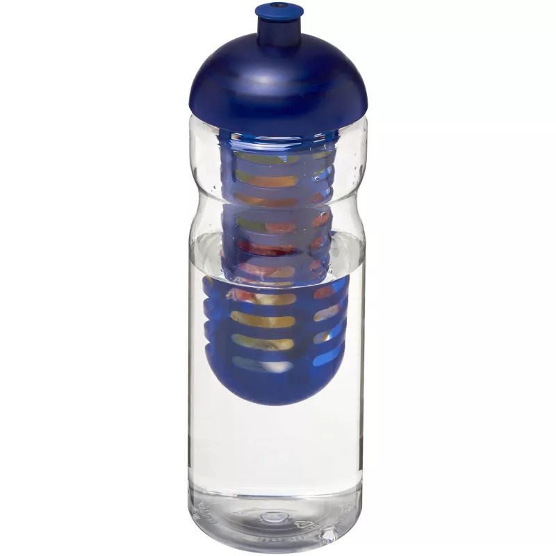 Bidon H2O Base® z wypukłym wieczkiem o pojemności 650 ml z możliwością przyrządzania wody smakowej - Niebieski-Przezroczysty (21004801)