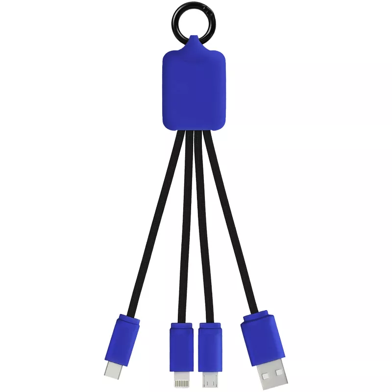 Kabel z podświetlonym logo 3w1 z brelokiem - SCX.design C15 - Czarny-Reflex blue (2PX00192)