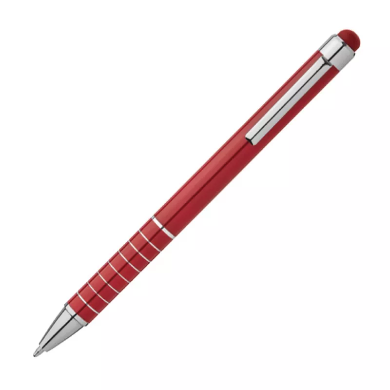 Długopis metalowy z końcówką do ekranów dotykowych - czerwony (1041805)