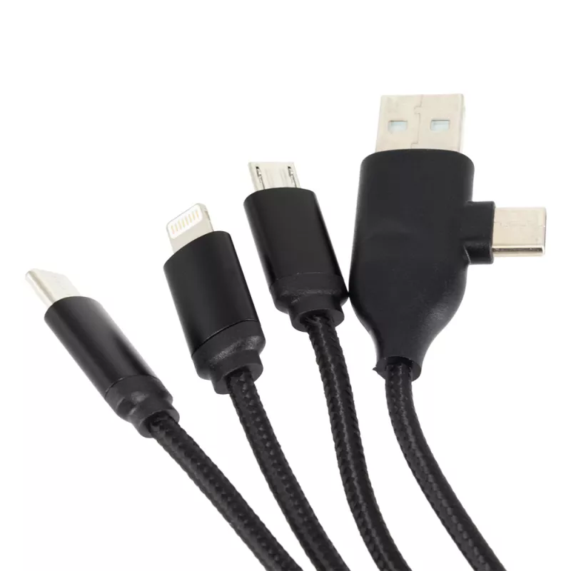 Kabel z podświetlanym logo 4w1, RXD-368 - czarny (EG059903)