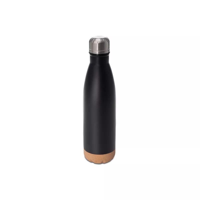 Reklamowa butelka próżniowa z korkowym spodem Jowi 500 ml - czarny (R08445.02)