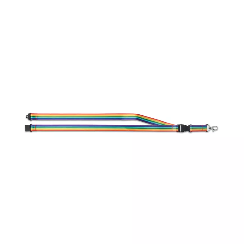 Smycz tęczowa z RPET z karabińczykiem BOWYARD - Wielokolorowy (MO6423-99)