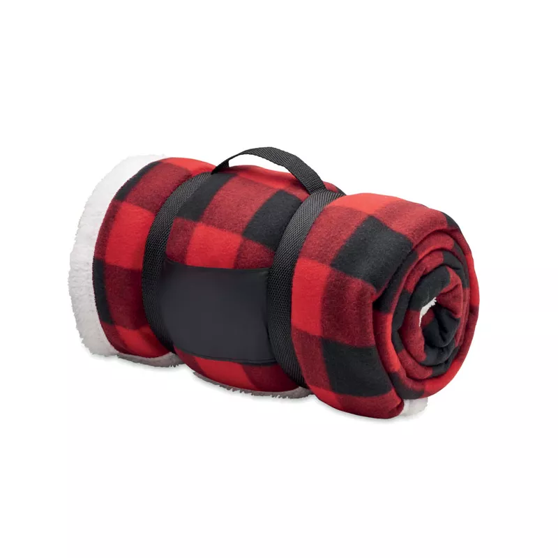 Koc polarowy z podszewką sherpa RPET 180 g/m² SHERMATT - Czerwony (MO2394-05)
