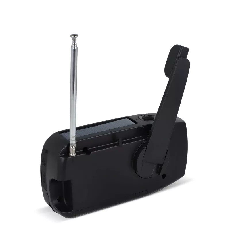 SafeSound Radio awaryjne zasilane energią słoneczną i korbką - czarny (LT95607-N0002)