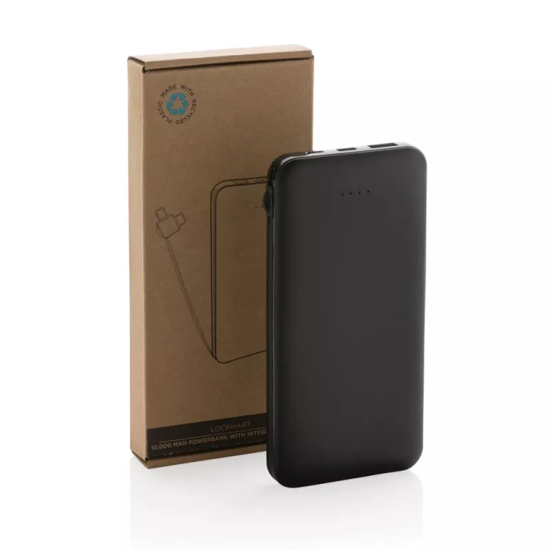 Power bank 10000 mAh Lockhart, zintegrowane kable - black (P322.431)