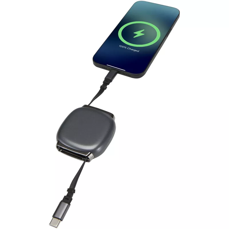 Alphard – zwijany kabel 5 w 1 do CarPlay, 100 W, z recyklingowanego plastiku, obsługa szybkiego ładowania PD - Gun metal (12449682)