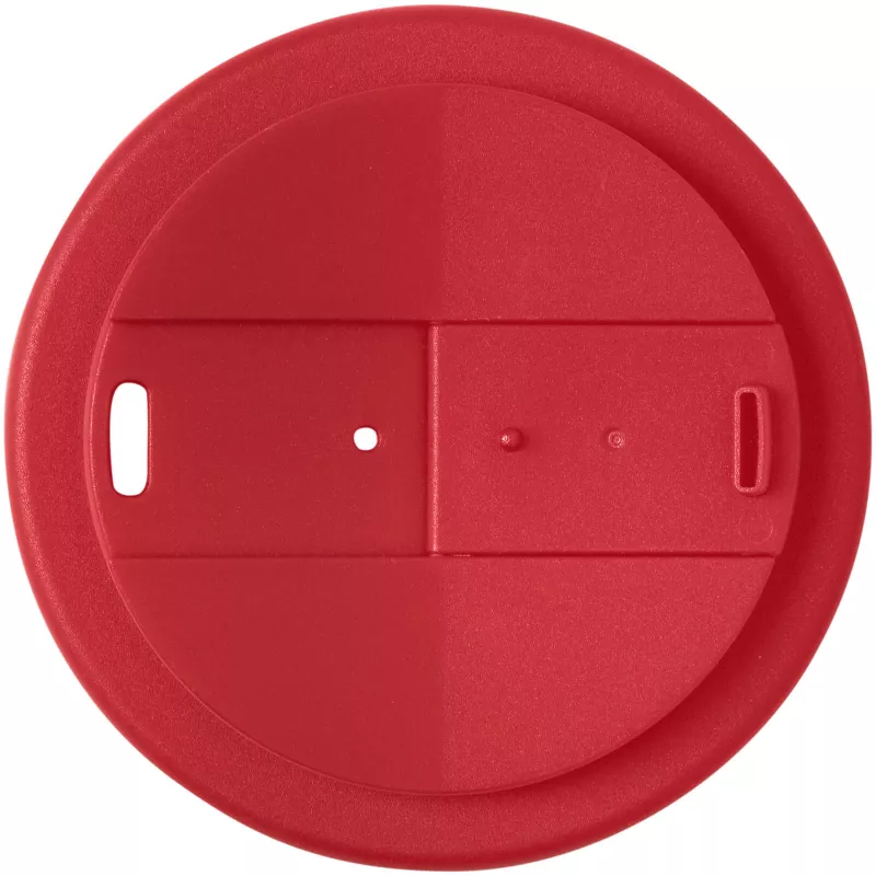 Kubek Americano® Eco z recyklingu o pojemności 350 ml z pokrywą odporną na zalanie - Czarny-Czerwony (21042521)