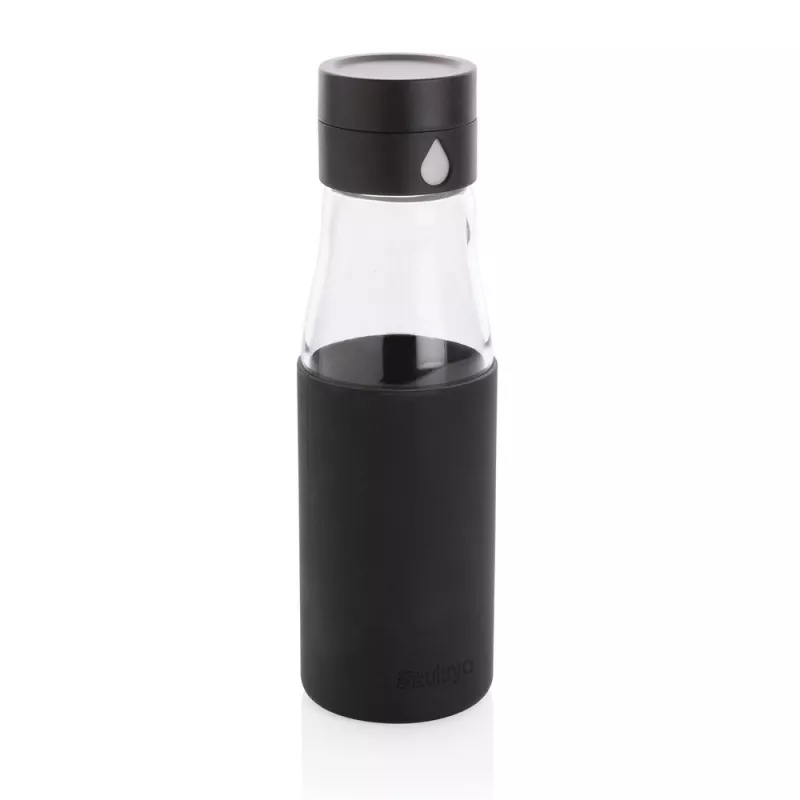 Szklana butelka 650 ml Ukiyo, monitorująca ilość wypitej wody - czarny (P436.721)