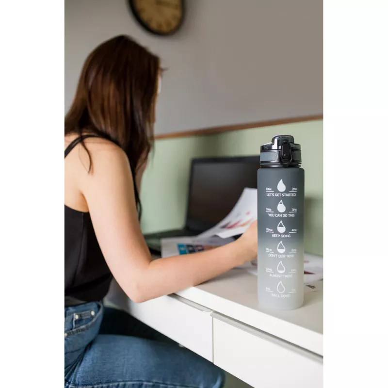 Butelka sportowa 1000 ml Air Gifts z miarką motywacyjną | Kayleigh - granatowy (V2144-04)