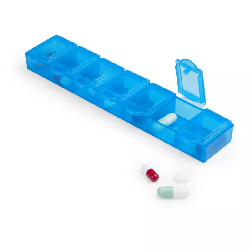 Pojemnik na tabletki z 7 przegrodami - niebieski (V9597-11)