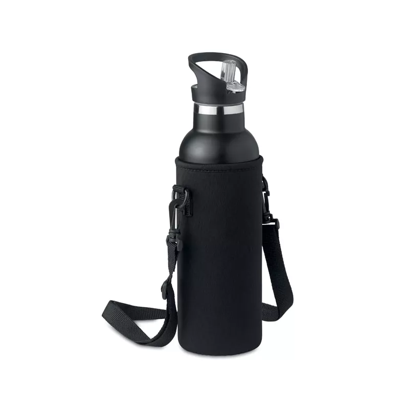 Termos ze słomką i pokrowcem 700 ml TIKSI - Czarny (MO6366-03)