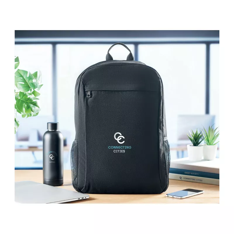 Plecak na laptopa 15" z płótna canvas 340 g/m² EIRI - Czarny (MO6763-03)