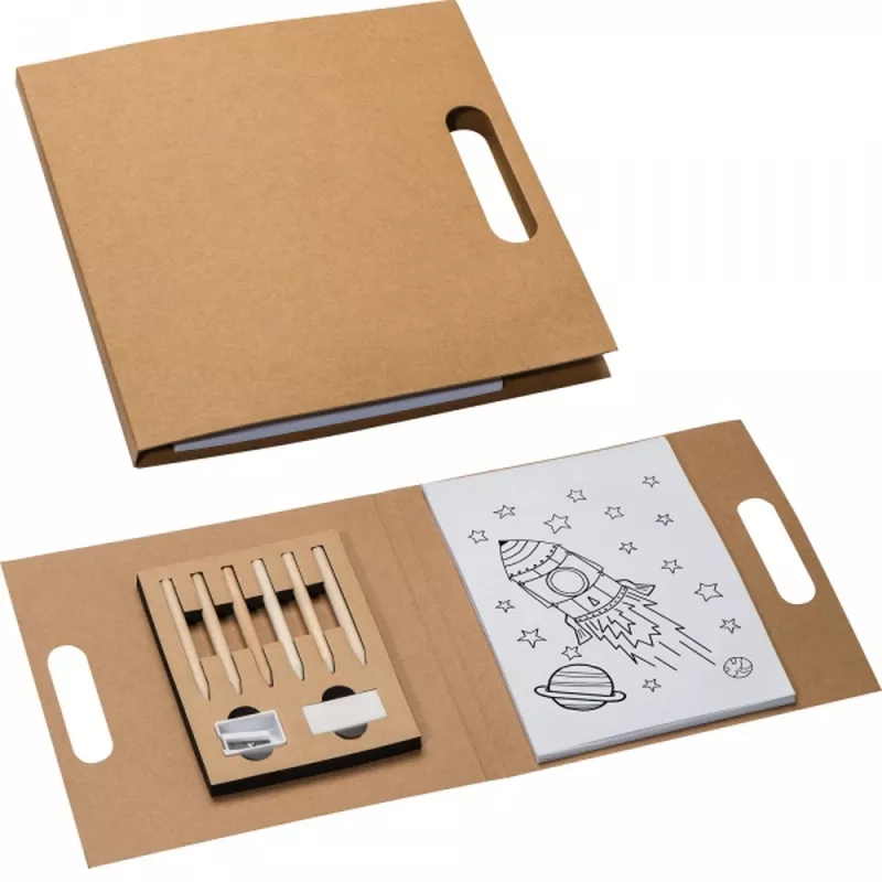 Zestaw do kolorowania z kredkami 6 kolorów CORNELIA - brązowy (5049301)