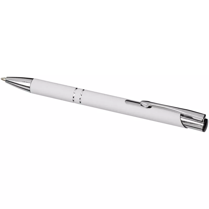 Miękki w dotyku długopis automatyczny Moneta - Biały (10743703)