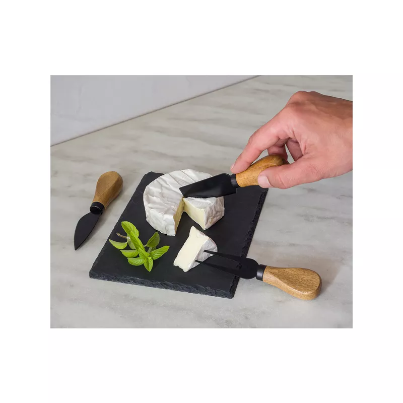Zestaw do serów z tacą z łupka Queso - beżowy (R17163.13)