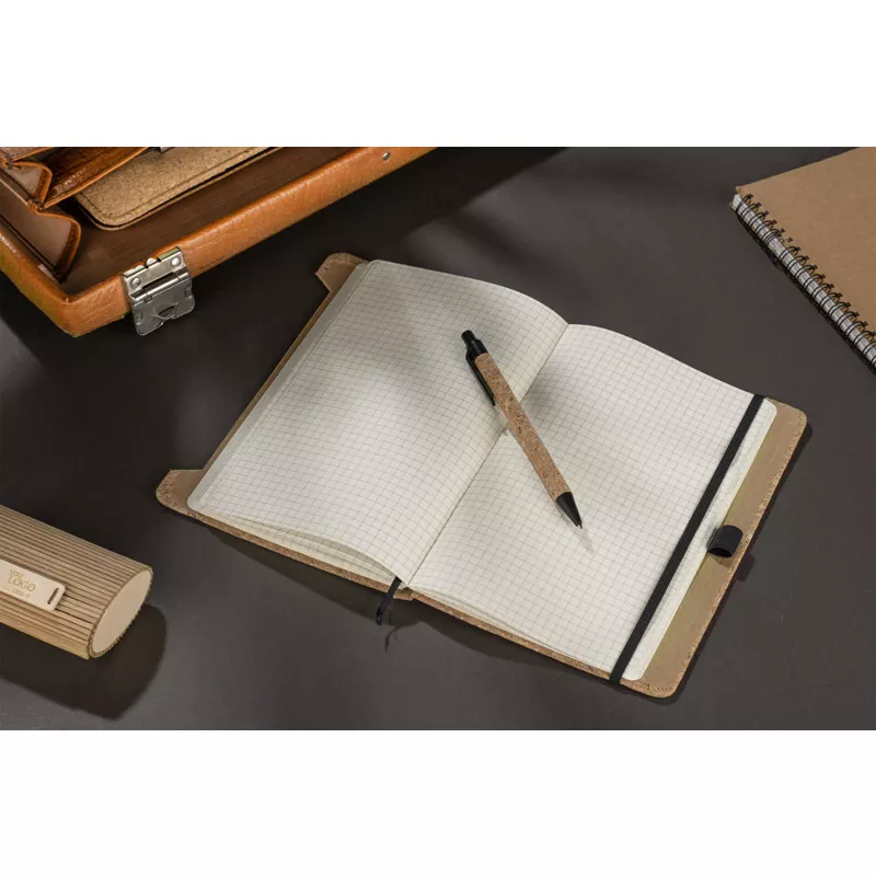 Notes z okładką z naturalnego korka SKRIP A5 - beżowy (18227-17)